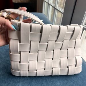Anthropologie Woven Faux Leather Shoulder Bag – Cream / Ivory